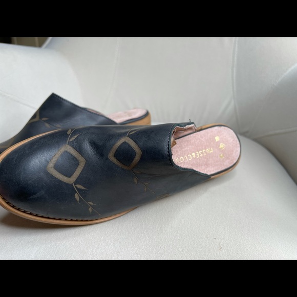 Musse & Cloud Heeled Leather Clog Mule Black Sz 7 - Picture 2 of 5